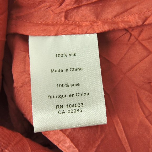 Nanette Lepore gorgeous crinkle silk coral red green embellished blouse top 0 - Picture 8 of 9